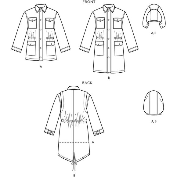 Simplicity Sewing Pattern S9052 R10436 Unisex Combat Jacket Parka Detachable Hoo - Picture 3 of 6